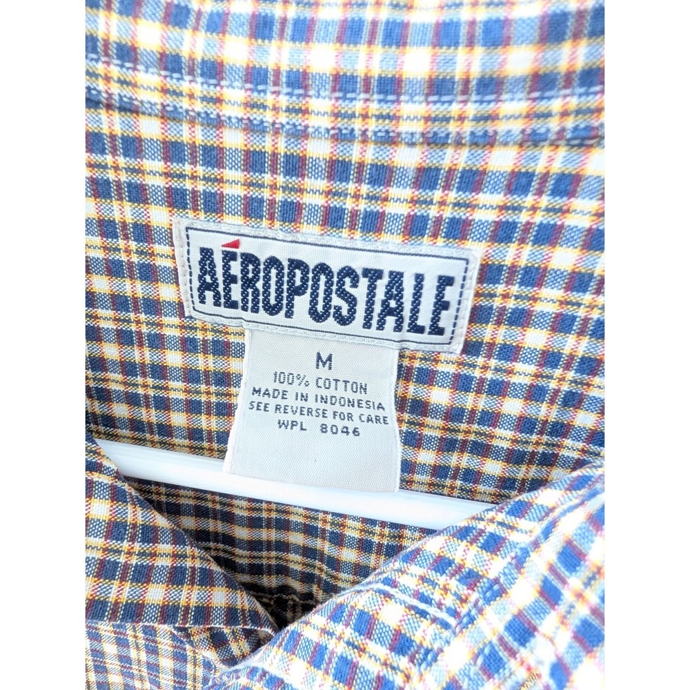 Aeropostale Men's Plaid Cotton Short Sleeve Button-Up Shirt Vintage 90s Y2K - Picture 5 of 6